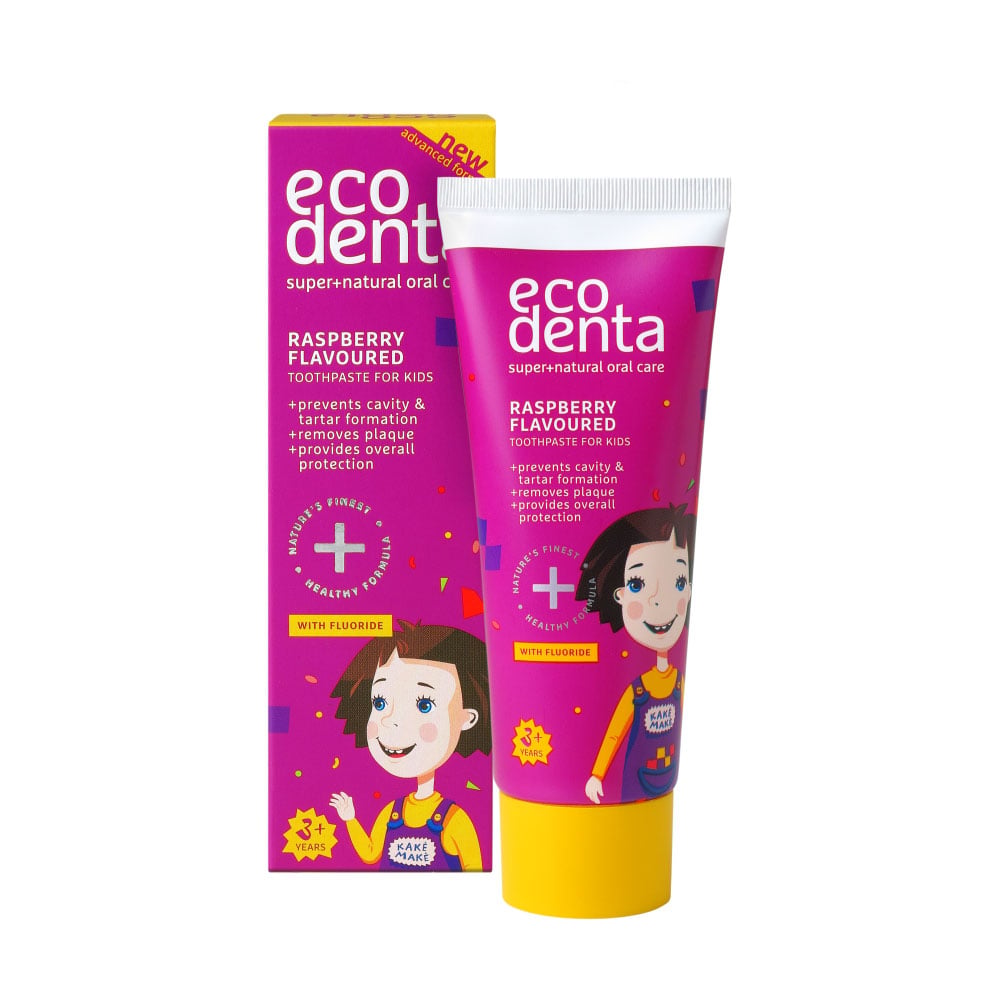 Дитяча зубна паста Ecodenta Super+Natural Oral Care Raspberry, від 3 років, 75 мл